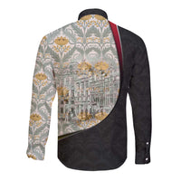 Belgium Long Sleeve Button Shirt with Grand Place Brussels Art Nouveau Floral Spirit