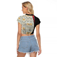 Belgium Raglan Cropped T Shirt with Grand Place Brussels Art Nouveau Floral Spirit