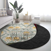 Belgium Round Carpet with Grand Place Brussels Art Nouveau Floral Spirit
