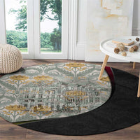 Belgium Round Carpet with Grand Place Brussels Art Nouveau Floral Spirit
