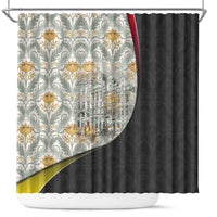 Belgium Shower Curtain with Grand Place Brussels Art Nouveau Floral Spirit