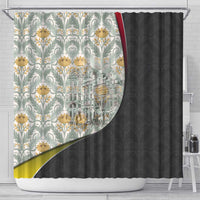Belgium Shower Curtain with Grand Place Brussels Art Nouveau Floral Spirit