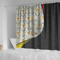 Belgium Shower Curtain with Grand Place Brussels Art Nouveau Floral Spirit