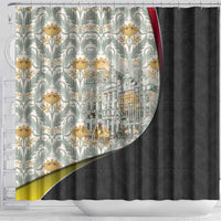 Belgium Shower Curtain with Grand Place Brussels Art Nouveau Floral Spirit
