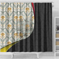 Belgium Shower Curtain with Grand Place Brussels Art Nouveau Floral Spirit
