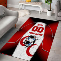 Personalized Turkey Football Grey Wolf Area Rug Turkish Mascot Soccer Ball Burst