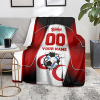Personalized Turkey Football Grey Wolf Blanket Turkish Mascot Soccer Ball Burst