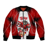 Personalized Turkey Football Grey Wolf Bomber Jacket Turkish Mascot Soccer Ball Burst