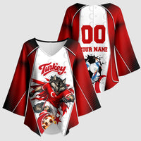 Personalized Turkey Football Grey Wolf Kimono Sleeve Blouse Turkish Mascot Soccer Ball Burst