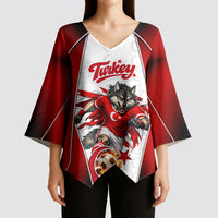 Personalized Turkey Football Grey Wolf Kimono Sleeve Blouse Turkish Mascot Soccer Ball Burst