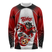 Personalized Turkey Football Grey Wolf Long Sleeve Shirt Turkish Mascot Soccer Ball Burst
