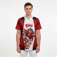 Personalized Turkey Football Grey Wolf Scrub Top Turkish Mascot Soccer Ball Burst