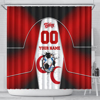 Personalized Turkey Football Grey Wolf Shower Curtain Turkish Mascot Soccer Ball Burst