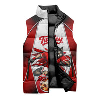 Personalized Turkey Football Grey Wolf Sleeveless Puffer Jacket Turkish Mascot Soccer Ball Burst