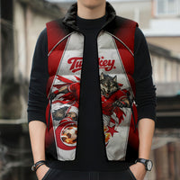 Personalized Turkey Football Grey Wolf Sleeveless Puffer Jacket Turkish Mascot Soccer Ball Burst