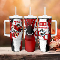Personalized Turkey Football Grey Wolf Tumbler With Handle Turkish Mascot Soccer Ball Burst