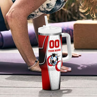 Personalized Turkey Football Grey Wolf Tumbler With Handle Turkish Mascot Soccer Ball Burst