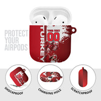 Personalized Turkey Football AirPods Case Turkish Flag Grey Wolf Skyline