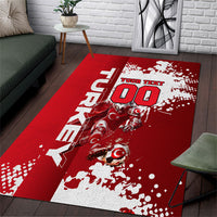 Personalized Turkey Football Area Rug Turkish Flag Grey Wolf Skyline