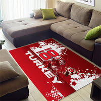 Personalized Turkey Football Area Rug Turkish Flag Grey Wolf Skyline