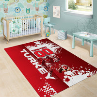 Personalized Turkey Football Area Rug Turkish Flag Grey Wolf Skyline