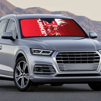 Personalized Turkey Football Auto Sun Shade Turkish Flag Grey Wolf Skyline
