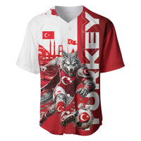 Personalized Turkey Football Baseball Jersey Turkish Flag Grey Wolf Skyline
