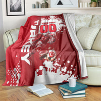 Personalized Turkey Football Blanket Turkish Flag Grey Wolf Skyline