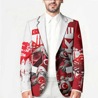 Personalized Turkey Football Blazer Turkish Flag Grey Wolf Skyline