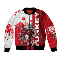 Personalized Turkey Football Bomber Jacket Turkish Flag Grey Wolf Skyline