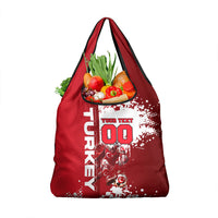 Personalized Turkey Football Grocery Bag Turkish Flag Grey Wolf Skyline