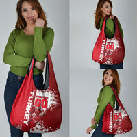 Personalized Turkey Football Grocery Bag Turkish Flag Grey Wolf Skyline