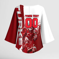 Personalized Turkey Football Kimono Sleeve Blouse Turkish Flag Grey Wolf Skyline