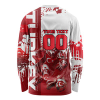 Personalized Turkey Football Long Sleeve Shirt Turkish Flag Grey Wolf Skyline