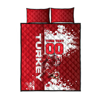 Personalized Turkey Football Quilt Bed Set Turkish Flag Grey Wolf Skyline