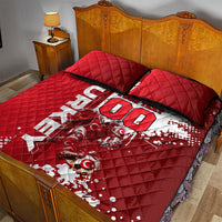 Personalized Turkey Football Quilt Bed Set Turkish Flag Grey Wolf Skyline