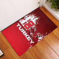 Personalized Turkey Football Rubber Doormat Turkish Flag Grey Wolf Skyline