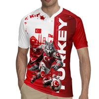 Personalized Turkey Football Rugby Jersey Turkish Flag Grey Wolf Skyline