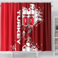 Personalized Turkey Football Shower Curtain Turkish Flag Grey Wolf Skyline
