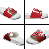 Personalized Turkey Football Slide Sandals Turkish Flag Grey Wolf Skyline