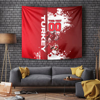 Personalized Turkey Football Tapestry Turkish Flag Grey Wolf Skyline
