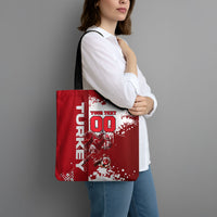 Personalized Turkey Football Tote Bag Turkish Flag Grey Wolf Skyline