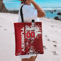Personalized Turkey Football Tote Bag Turkish Flag Grey Wolf Skyline