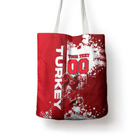 Personalized Turkey Football Tote Bag Turkish Flag Grey Wolf Skyline