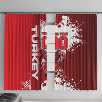 Personalized Turkey Football Window Curtain Turkish Flag Grey Wolf Skyline