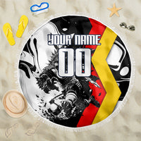 Personalized Germany Football 2026 Eagle Mascot Beach Blanket German Flag Heritage - Soccer Ball Burst