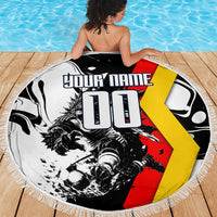 Personalized Germany Football 2026 Eagle Mascot Beach Blanket German Flag Heritage - Soccer Ball Burst