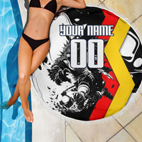 Personalized Germany Football 2026 Eagle Mascot Beach Blanket German Flag Heritage - Soccer Ball Burst