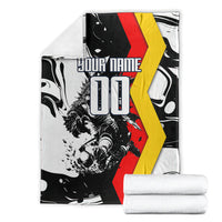 Personalized Germany Football 2026 Eagle Mascot Blanket German Flag Heritage - Soccer Ball Burst