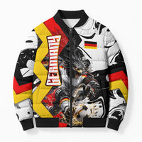 Personalized Germany Football 2026 Eagle Mascot Bomber Puffer Jacket German Flag Heritage - Soccer Ball Burst